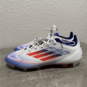 Adidas F50 Pro FG ‘White/Solar Red/Lucid Blue’ Men's Size 8.5 IE0596 New
